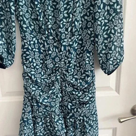 1007 ba&sh Blue Floral Print Long Sleeve Dress Size 0 - Picture 2 of 4